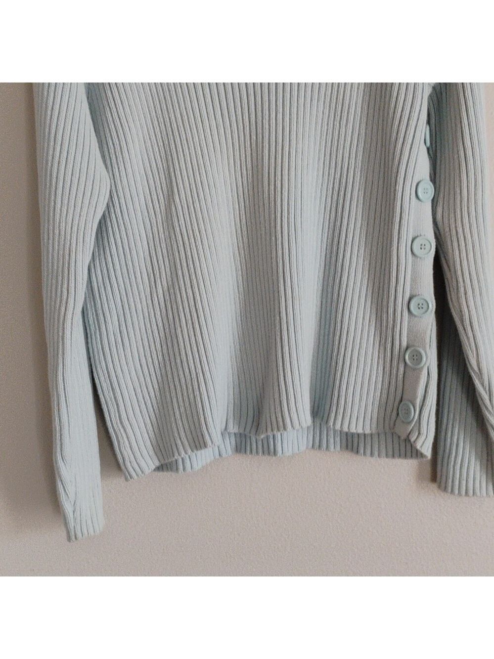 Jones Wear Cable Popular Classic Light Blue Turtle Neck Sweater - Picture 2 of 4
